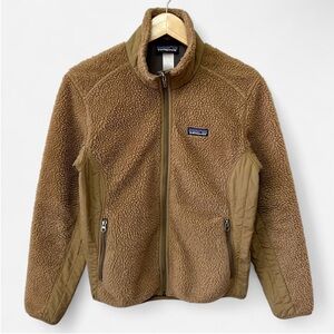 PATAGONIA Retro-X Deep Pile Teddy Fleece Full Zip Jacket Sweater Womens M Brown